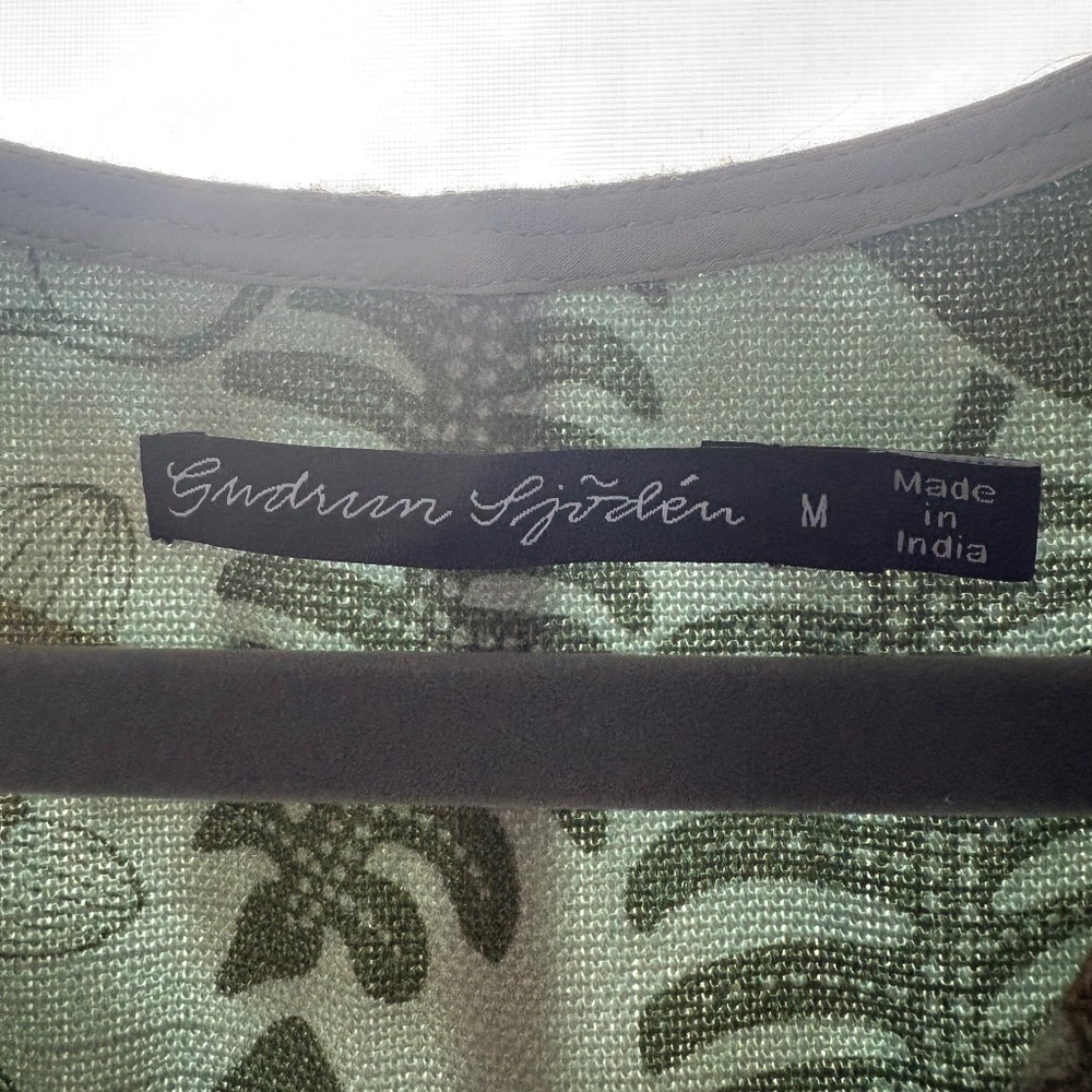 Gudrun Sjoden Linen Blend Green Mushroom Print Sleeveless VNeck Dress Women's M - Picture 9 of 10